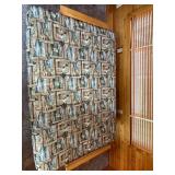 Coastal Lodge Print Upholstered Sofa - Light Wood Frame