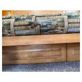 Coastal Lodge Print Upholstered Sofa - Light Wood Frame