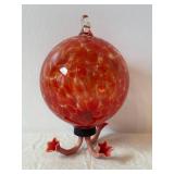 Hand Blown Glass Orb Lamp with Coral-Style Base and Clear Finial