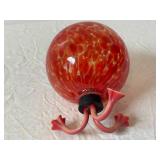 Hand Blown Glass Orb Lamp with Coral-Style Base and Clear Finial
