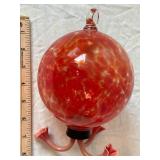 Hand Blown Glass Orb Lamp with Coral-Style Base and Clear Finial
