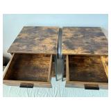 Industrial Wood Nightstands with Metal Frames (Lot of 2)