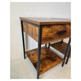 Industrial Wood Nightstands with Metal Frames (Lot of 2)