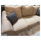 DreamQuest Memory Foam Enso Sleep System & Beige Upholstered Sofa