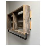 Rustic Reclaimed Wood Wall Shelf with Black Iron Bracket - Industrial 3-Tier Display