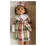 Gotz German Made Doll - Multicolor Plaid Dress, Blonde Braids & Ribbon Headband