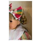 Gotz German Made Doll - Multicolor Plaid Dress, Blonde Braids & Ribbon Headband