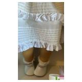 Gotz Doll Blonde Hair in White Lace Dress with Pink Satin Sash