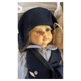 Sailor-Style Doll in Striped Shirt with Vest and Hat (Boxed)