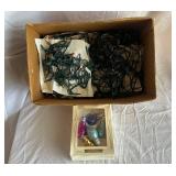 Assorted Christmas String Lights & Four Decorated Glass Ornaments