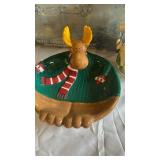 Holiday Sculptures Noel Santa with Color Change Frosted Glass Figurine