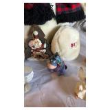 Assorted Christmas Ornaments - Plush Snowman, Santa, Angel & Village Decor