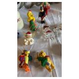 Assorted Christmas Ornaments - Plush Snowman, Santa, Angel & Village Decor