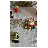 Assorted Christmas Ornaments - Plush Snowman, Santa, Angel & Village Decor