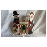 Assorted Christmas Ornaments - Plush Snowman, Santa, Angel & Village Decor