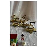 Assorted Christmas Decor - Stockings, Wooden Train Set & Noel Sign
