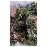 Artificial Christmas Wreath with Pinecones, Berry Sprays & Ribbon Spools