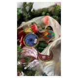Artificial Christmas Wreath with Pinecones, Berry Sprays & Ribbon Spools