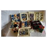 Disney Pooh Glass Ornaments & Assorted Christmas Ornaments in Boxes