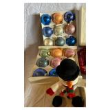 Disney Pooh Glass Ornaments & Assorted Christmas Ornaments in Boxes
