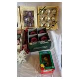 Disney Pooh Glass Ornaments & Assorted Christmas Ornaments in Boxes