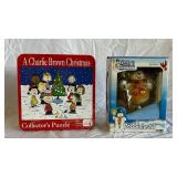 Peanuts Charlie Brown Christmas Puzzle & Frosty The Snowman Bobblehead (Lot of 2)