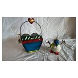 Assorted Christmas Decor - Handcrafted LED House Figures, Snowmen & Woven Basket
