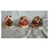 Assorted Christmas Decor - Handcrafted LED House Figures, Snowmen & Woven Basket