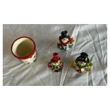 Assorted Christmas Decor - Handcrafted LED House Figures, Snowmen & Woven Basket