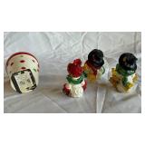 Assorted Christmas Decor - Handcrafted LED House Figures, Snowmen & Woven Basket