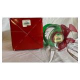 Lenox Petite Floral Christmas Emerald Hurricane & Ruby Hurricane and Piano Playing Santa