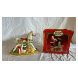 Lenox Petite Floral Christmas Emerald Hurricane & Ruby Hurricane and Piano Playing Santa