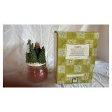 Lenox Petite Floral Christmas Emerald Hurricane & Ruby Hurricane and Piano Playing Santa