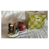 Lenox Petite Floral Christmas Emerald Hurricane & Ruby Hurricane and Piano Playing Santa
