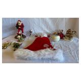 Assorted Christmas Figurines & Ornaments - Santa Figures, Village House & Snowmen