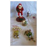 Assorted Christmas Figurines & Ornaments - Santa Figures, Village House & Snowmen