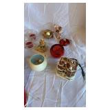 Assorted Christmas Figurines & Ornaments - Santa Figures, Village House & Snowmen