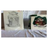 Department 56 Needle's Tree Farm North Pole Series Snow Village House & Porcelain (Lot of 2)