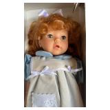 Goetz Doll - Vintage Goetz Baby Doll in Blue Dress with Cream Apron (Boxed)