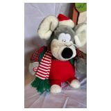 Christmas Decor Assortment - Snowmen & Plush Dogs on Wooden Sled Display