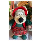 Christmas Decor Assortment - Snowmen & Plush Dogs on Wooden Sled Display