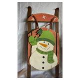 Christmas Decor Assortment - Snowmen & Plush Dogs on Wooden Sled Display
