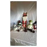 Assorted Christmas Snowmen & Santa Figurines Holiday Decor Set