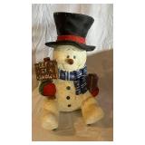 Snowman Figurine with Let It Snow Sign & Christmas String Lights