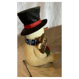 Snowman Figurine with Let It Snow Sign & Christmas String Lights