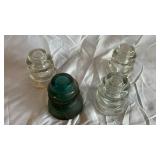 Hemingray Glass Insulators with Hardware - Clear & Teal Mixed