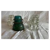 Hemingray Glass Insulators with Hardware - Clear & Teal Mixed