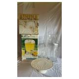 American Atelier Athena Ironstone 12-Inch Pedestal Cake Plate and Summer Beverage Dispenser
