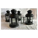 Star Cutout Lanterns - Metal Lanterns with Glass Panels