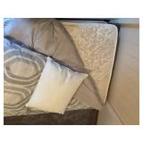 White Wood Twin Bed Frame with Turned Ball-Top Posts and Carved Headboard